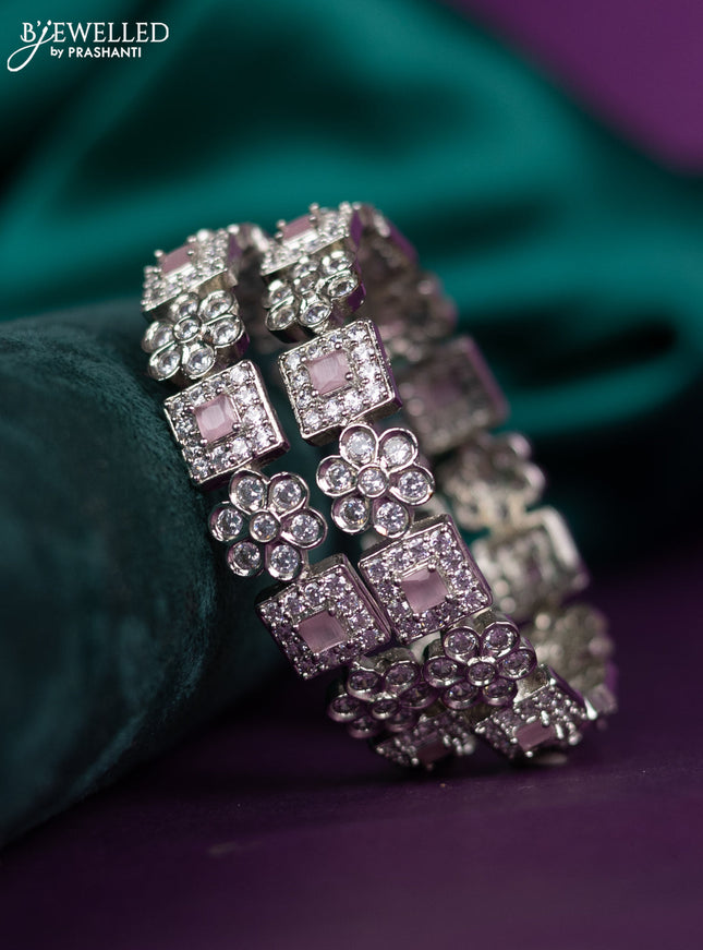 zircon bangle floral design with cz stones