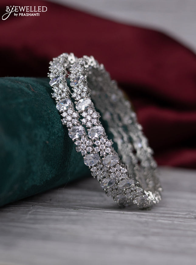 zircon bangle floral design with cz stones