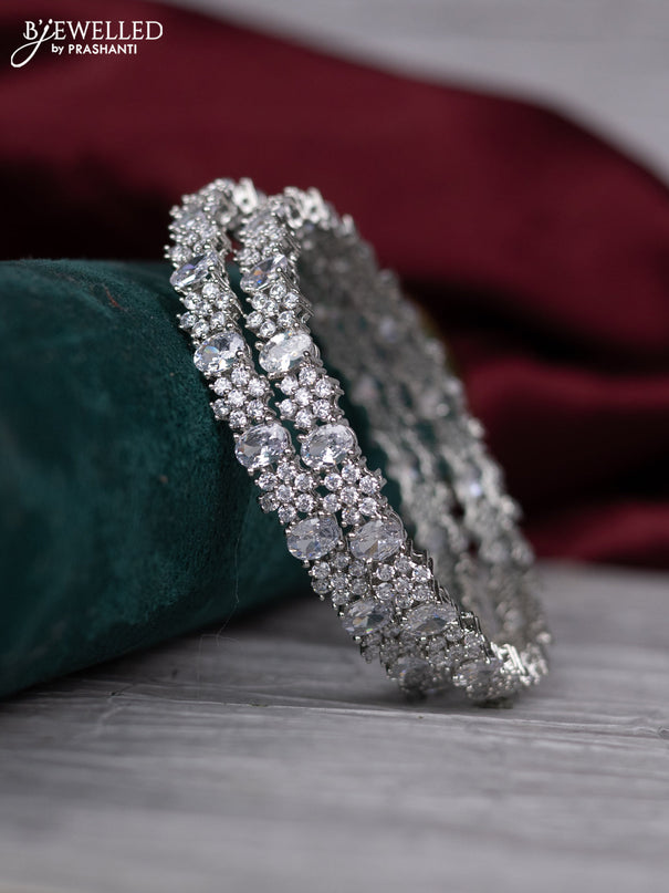 zircon bangle floral design with cz stones