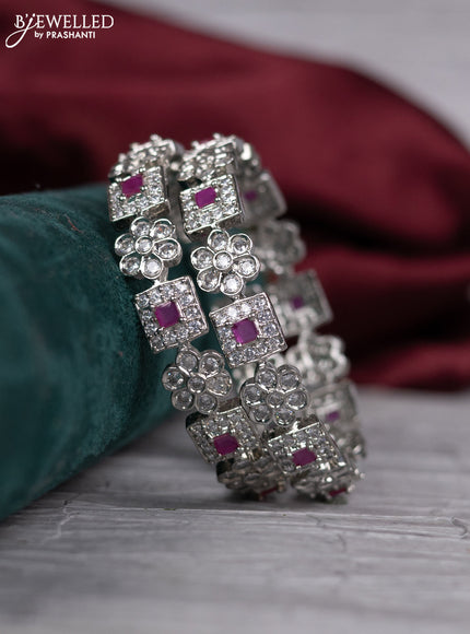 zircon bangle floral design with cz stones