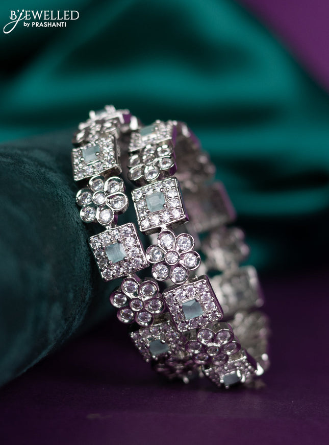 zircon bangle floral design with cz stones
