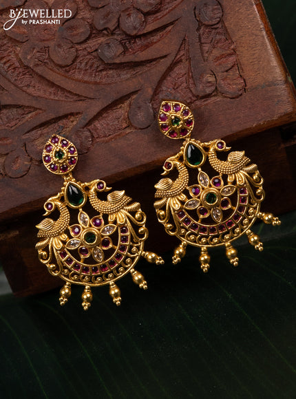 Antique earring peacock design with kemp & cz stones