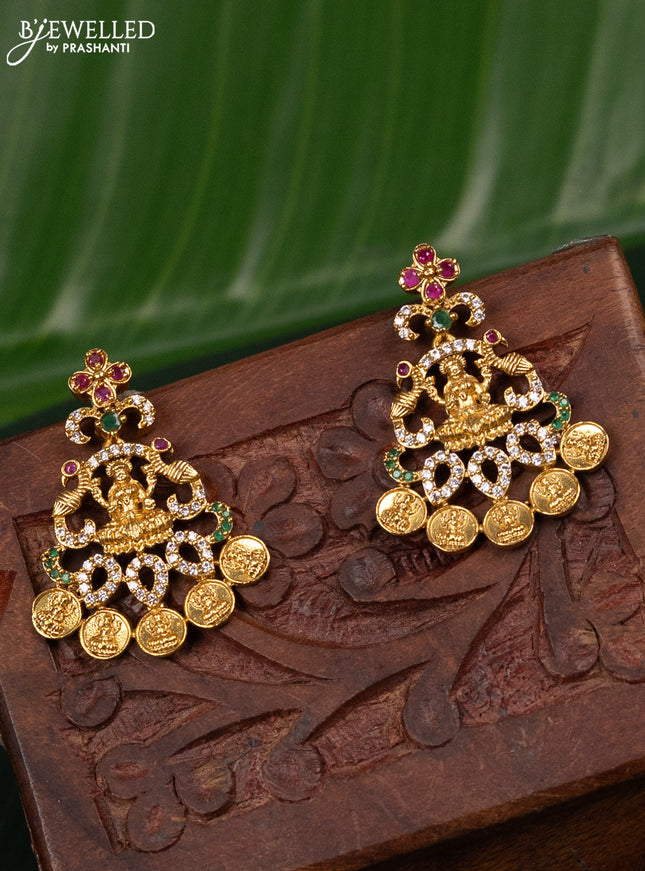 Antique earring lakshmi design with kemp & cz stones