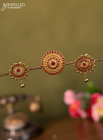 Antique jada billai with pink kemp stones