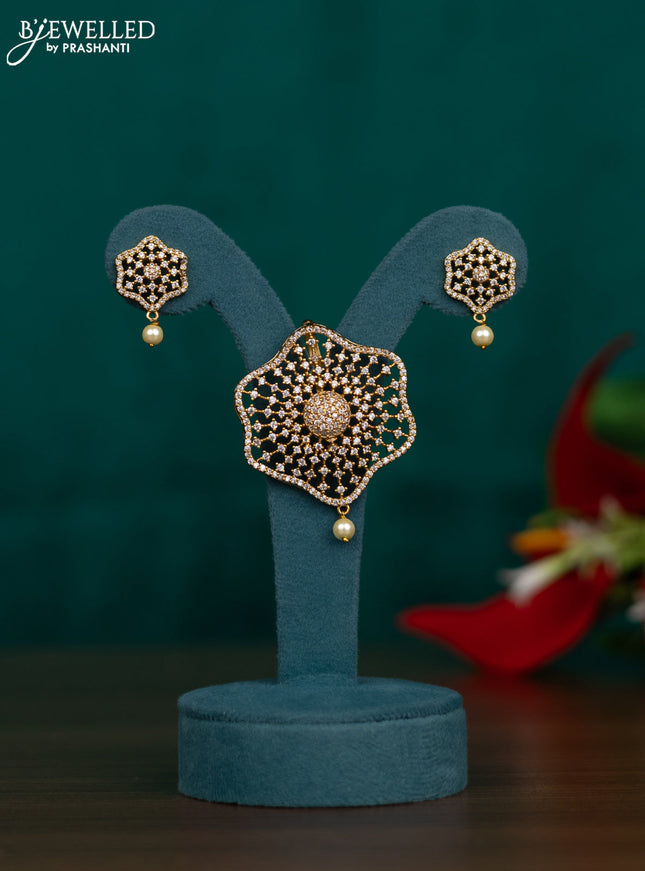 Antique pendant set with cz stones and pearl hangings