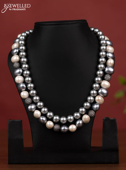 Pearl grey maala double layer without earring