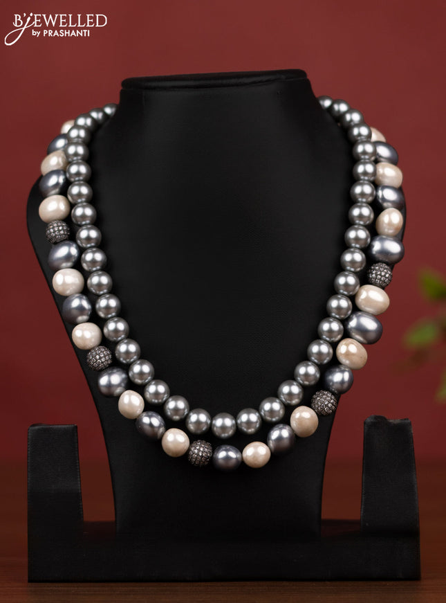 Pearl grey maala double layer without earring