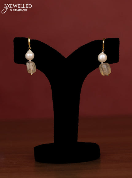 Pearl golden beads maala double layer with earring