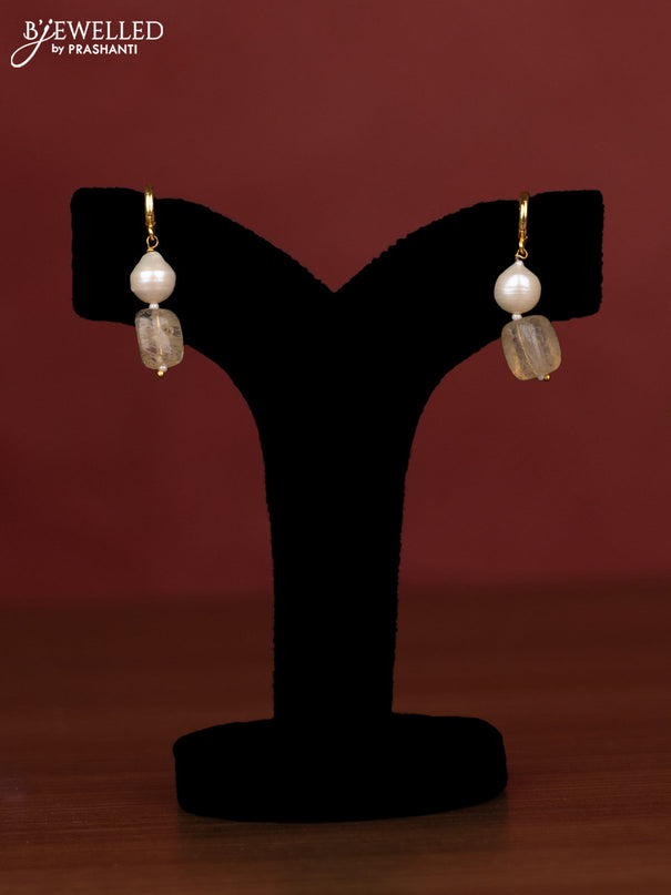 Pearl golden beads maala double layer with earring