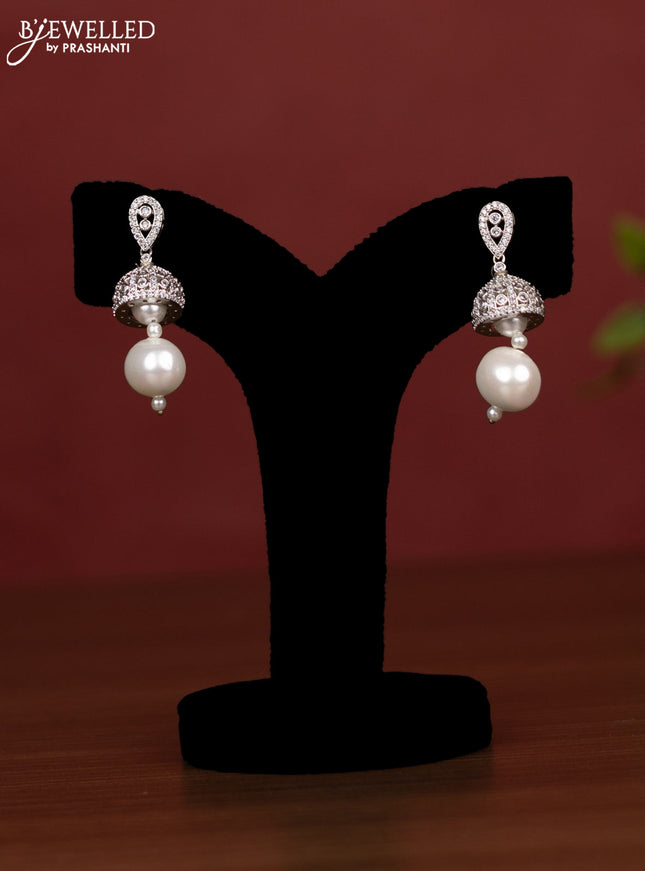 Pearl cz stone jhumka pendant maala