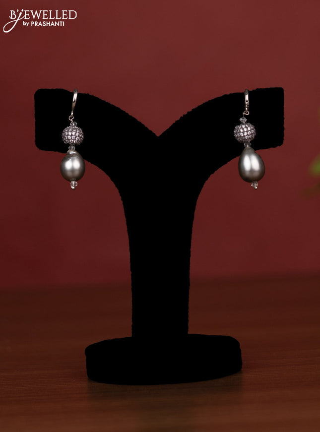 Pearl grey and white maala with earring
