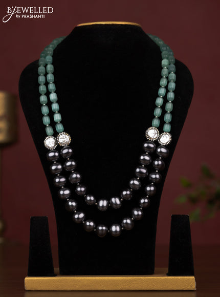 Pearl grey and mint green maala without earrings