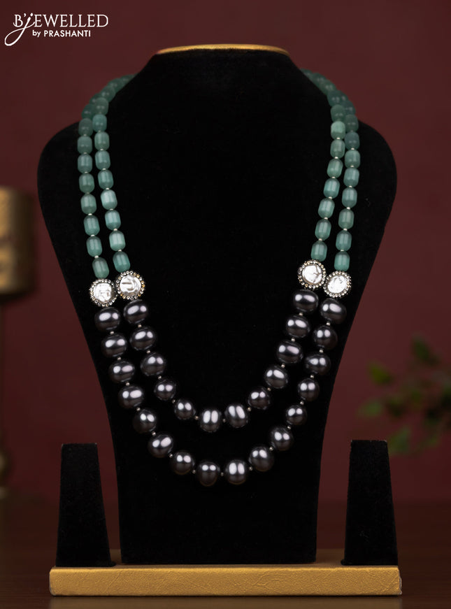 Pearl grey and mint green maala without earrings