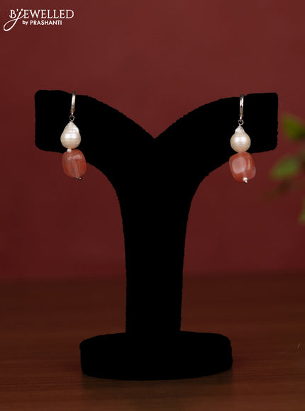 Pearl double layer pink maala with earring