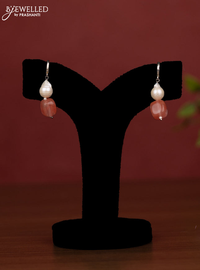 Pearl double layer pink maala with earring
