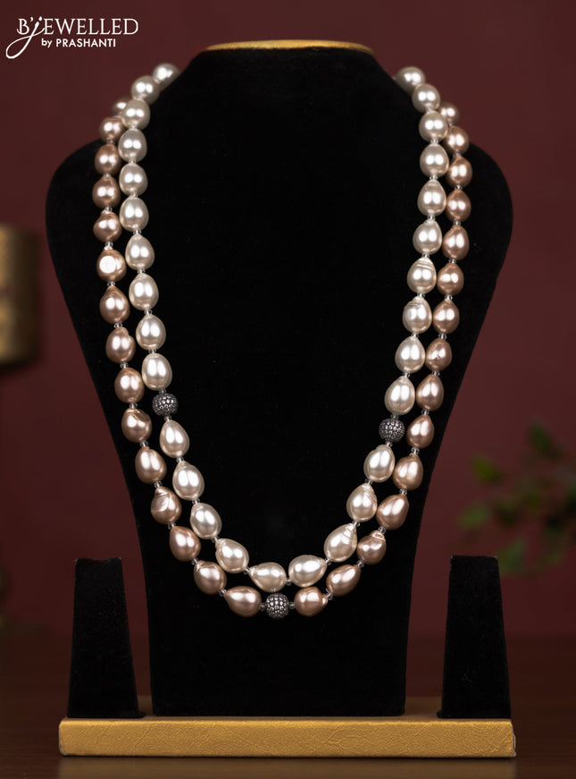 Pearl double layer pink maala without earring