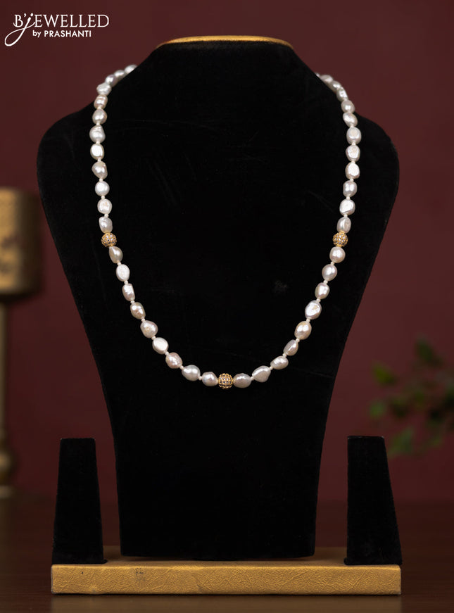pearl and cz stone balls maala without earring