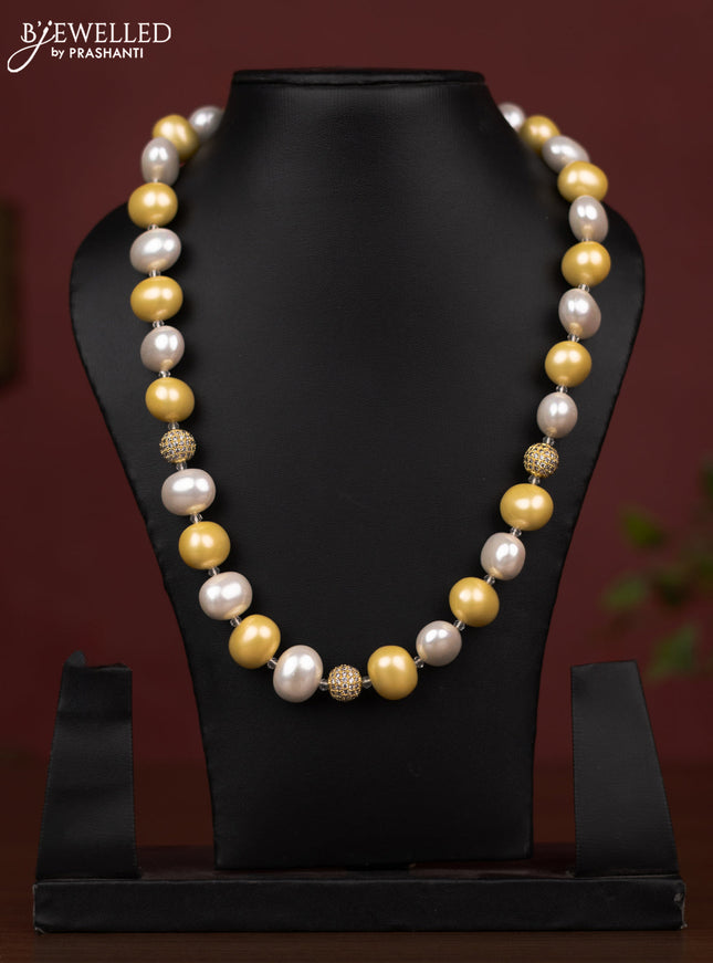 Pearl yellow and off white maala without earring