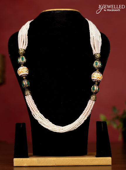 Jaipur cream crystal and pearl necklace with minakari balls without earrings