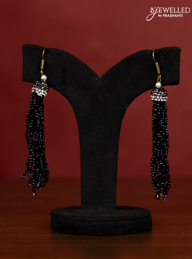 Jaipur crystal beaded black necklace with stone pendant