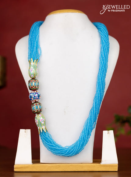 Jaipur crystal beaded light blue haaram with minakari balls without earrings