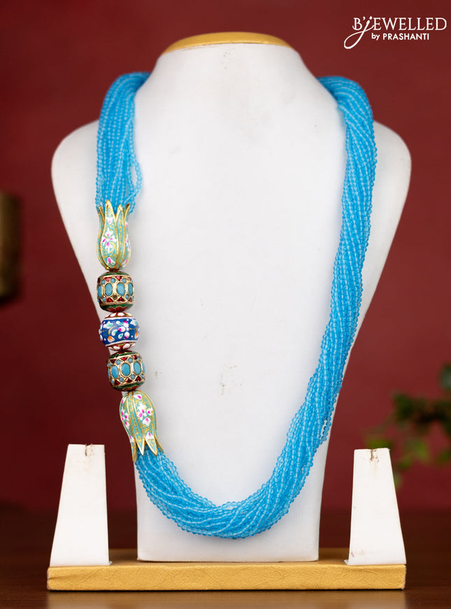 Jaipur crystal beaded light blue haaram with minakari balls without earrings
