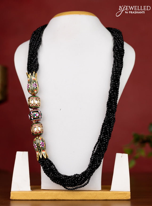 Jaipur crystal beaded black haaram with minakari balls without earrings
