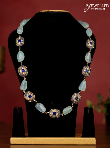 Jaipur beaded mint green stone necklace with pendant without earrings