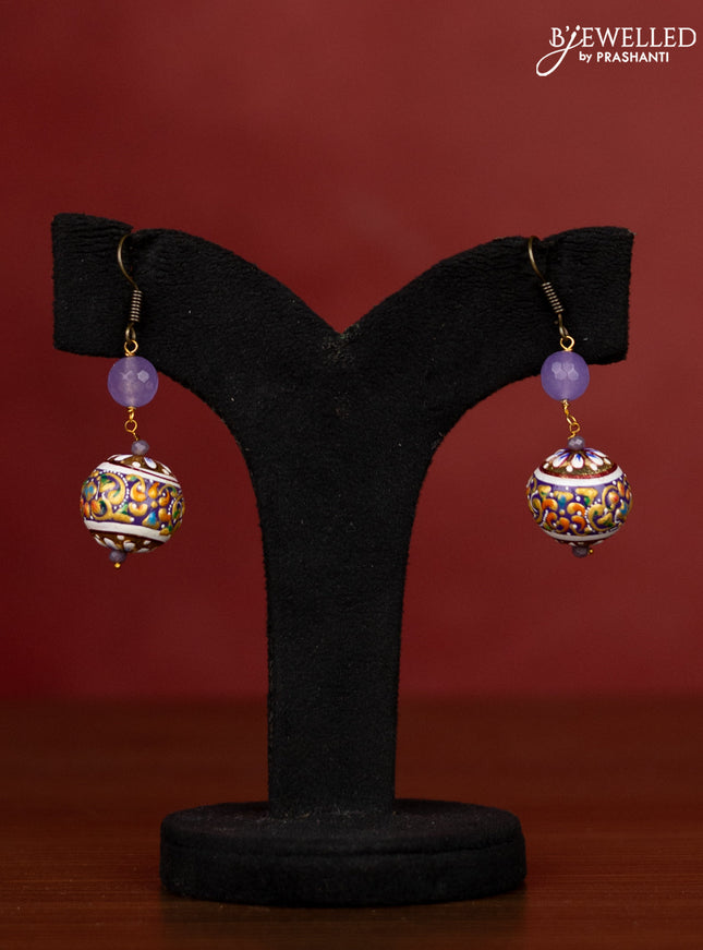 Jaipur purple crystal and pearl necklace minakari balls