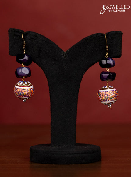 Jaipur violet beaded necklace with minakari balls