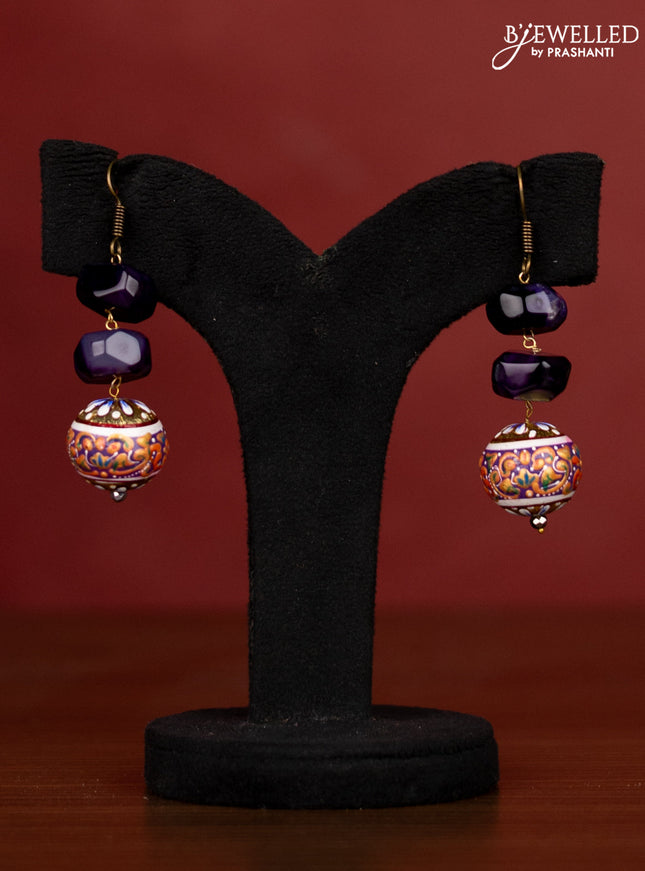 Jaipur violet beaded necklace with minakari balls