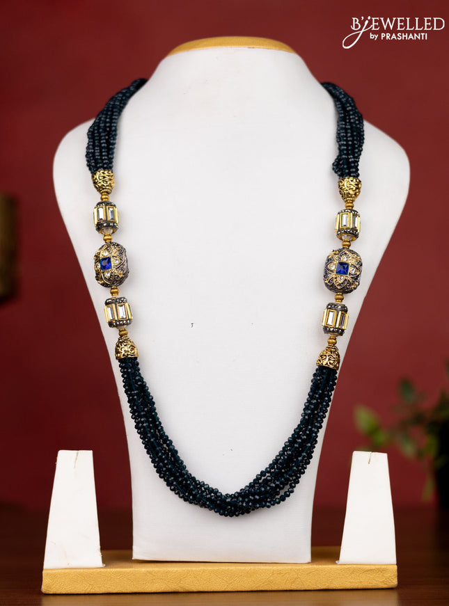 Jaipur beaded multilayer blue necklace with pendant without earrings