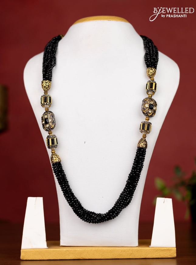 Jaipur beaded multilayer black necklace with pendant without earrings