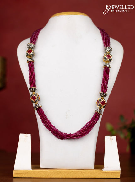 Jaipur multilayer crystal beaded megenta pink necklace with pendant without earrings