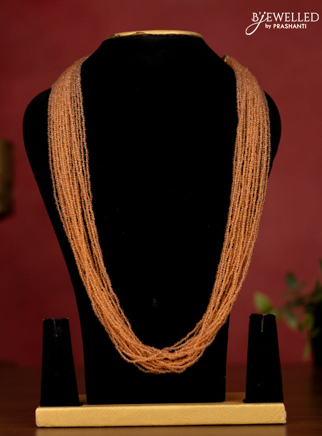 Jaipur multilayer orange crystal beaded necklace without earrings