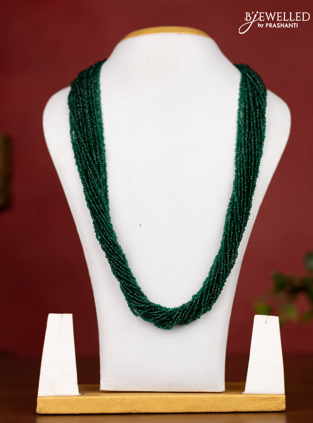 Jaipur multilayer dark green crystal beaded necklace without earrings