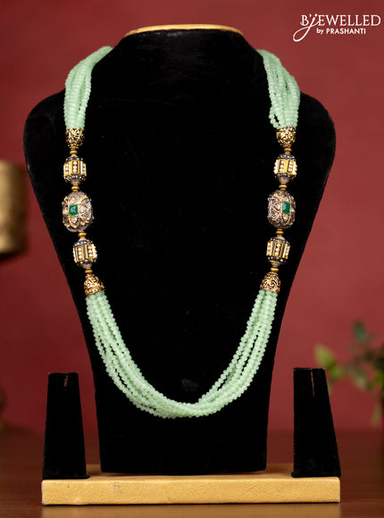 Jaipur mint green cystal beaded necklace with pendant without earrings