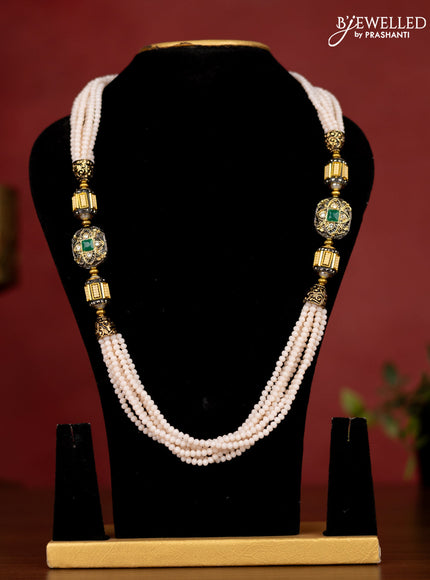 Jaipur cream cystal beaded necklace with pendant without earrings