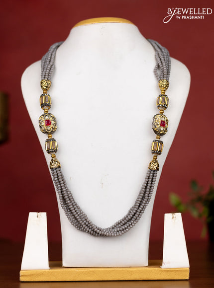 Jaipur grey cystal beaded necklace with pendant without earrings