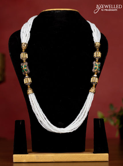 Jaipur white cystal beaded necklace with pendant without earrings