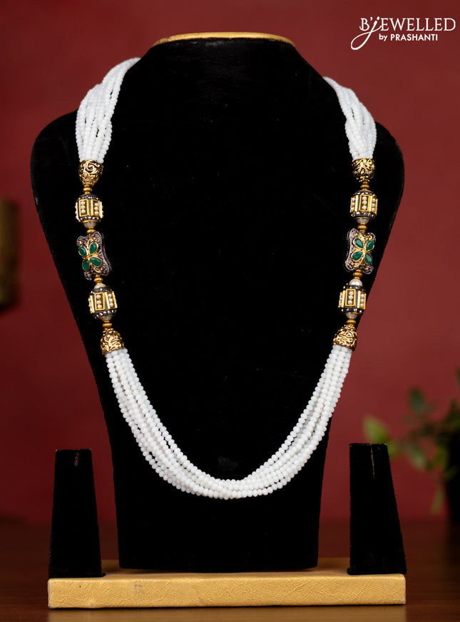 Jaipur white cystal beaded necklace with pendant without earrings