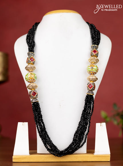 Jaipur black cystal beaded necklace with minakari balls without earrings