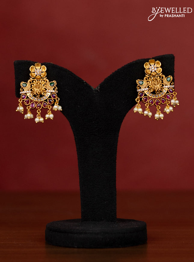 Jaipur crystal beaded multilayer teal blue necklace with krishna pendant  without earrings