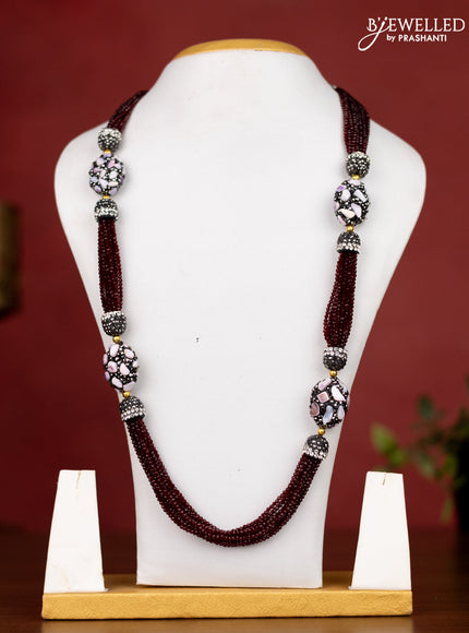 Jaipur crystal beaded multilayer with maroon stone necklce without earrings