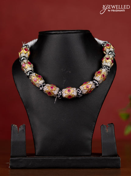 Jaipur beaded necklace with ruby and cz stone without earrings