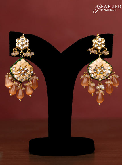 Jaipur crystal beaded light blue length necklace with minakari pendant and hangings