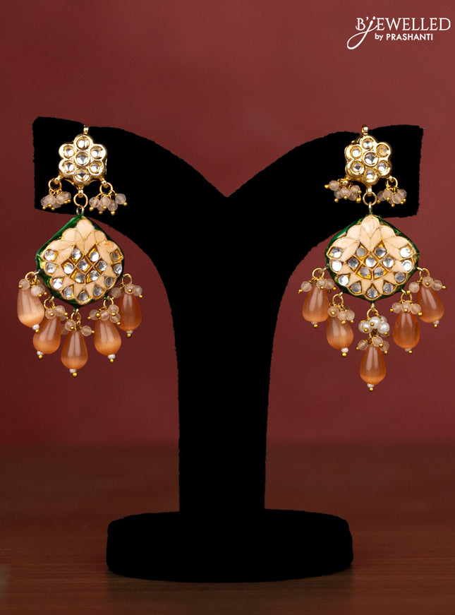 Jaipur crystal beaded light blue length necklace with minakari pendant and hangings