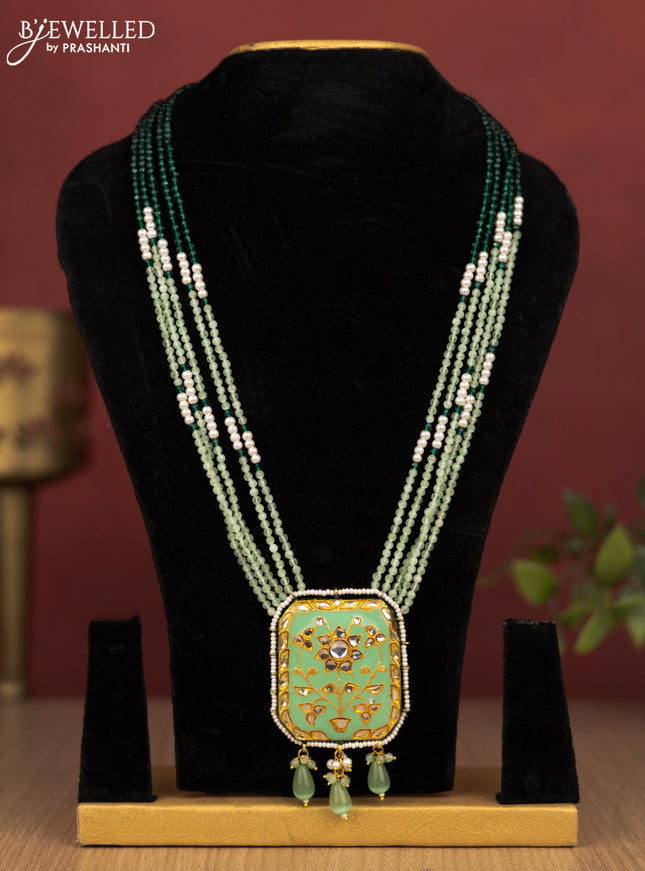 Jaipur crystal beaded multicolour length necklace with minakari pendant and hangings without earrings