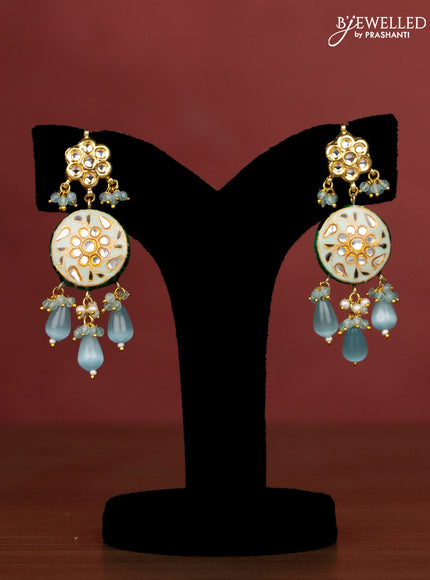 Jaipur crystal beaded light blue length necklace with minakari pendant and hangings