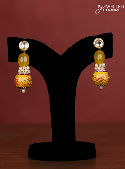 Jaipur yellow beaded necklace with minakari balls